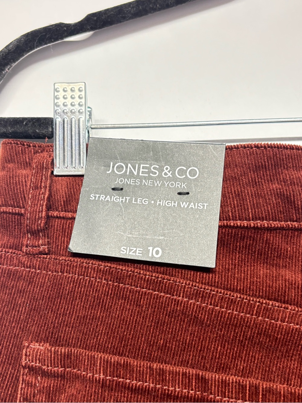 ✨Jones & Co Jones New York Burgundy Corduroy Pants Straight-Leg Crop Size 10 - Picture 11 of 16